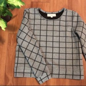 Loft Grey and Black Block Sweater Petite M